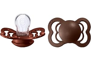 BIBS Supreme Paquete de 2 chupetes. Libre de BPA, Tetina con forma simétrica. Silicona, Talla 1 (0-6 meses), Rust/Mocha