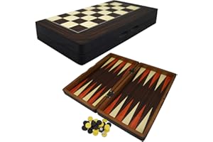 PrimoLiving Deluxe Holz Backgammon Set Porto – 32,4 x 35 cm - inklusive Schachbrett – Gesellschaftsspiel - praktische Reisespiele mit Koffer - hochwertiges Brettspiel für Jung und Alt