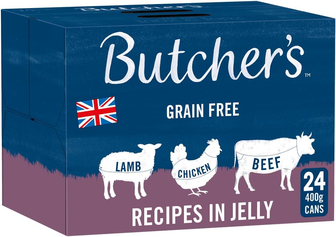 Butcher's Wet Dog Food Tin Cans Grain Free Tripe Loaf Pate Recipes 9.6kg (24 x 400g) - Mise en situation et utilisation