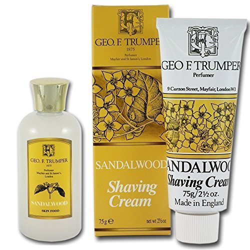 Geo F Trumper Sandalwood Travel Twin Pack - Shaving Cream Tube and Skin Food