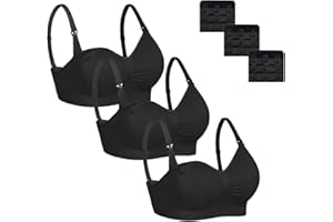 Dreamburn Maternity Nursing Bra 1/2/3 Pack Wireless Seamless Breastfeeding Bras 4 Rows Adjust Hook with Removable Spill Prevention Pads Add Extenders Comfortable