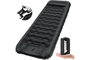 SUNDOM Camping Mat, 12cm Extra Thick Sleeping Mat with Foot Pump and Pillow Ultralight Compact Waterproof Inflatable Camping Mattress for Outdoor Hiking Travel Backpacking