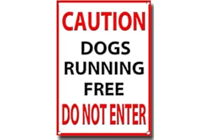 RIFOSA 12"x8" Caution Dogs Running Free Do Not Enter Metal Sign Metal Plaque