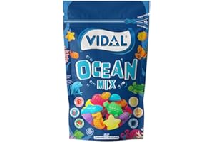 Ocean Mix 10 × 180 g – Vidal Gummies with assorted sea shapes, tutti-frutti flavors, doypack format with zip closure for parties and sharing