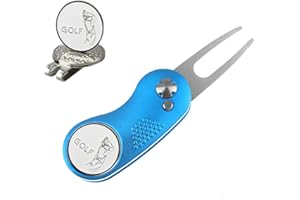 Kofull Herramienta de reparación de Palas de Golf de Acero Inoxidable con botón desplegable, portátil y Plegable, 1 PCS