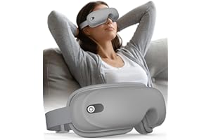 ALONGSTAR Eye Massager with Heating & Bluetooth Music, Head Massager for Sleeping, Relieve Strain Dry Eyes, Face Massager, Smart Sleep Eye Mask, Relax, Reduce Stress, Birthday Gifts for Women Men