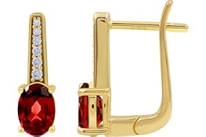 GOURIK Created Sapphire/Emerald/Ruby 18K Yellow Gold Plated 925 Sterling Silver Post Huggie Hoop Earrings - Birthstone Jewelry Earrings for Women - Perfect for Anniversaries or Special Occasions