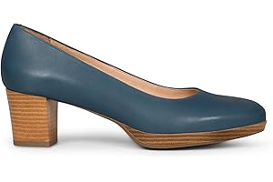 miMaO. Zapatos de Piel cómodos de Mujer con tacón bajo y Plataforma. Plantilla Extra Acolchada. Hechos en España