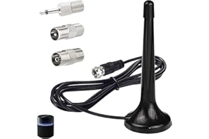 KSYWYDU Antenne Radio FM DAB pour Tuner Hi-Fi Télescopique, Base Stable, Compatible Récepteurs Stéréo 75 Ohm, Tuners Portables et Systèmes Hi-Fi, Câble 3 mètres, Plug and Play