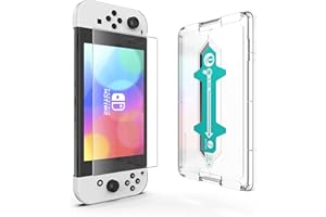 Q-View Easy Fit Screen Protector Compatible for Nintendo Switch OLED Console - Tempered Glass - Anti Scratch - Anti Fingerprint with Full Coverage - Single Pack