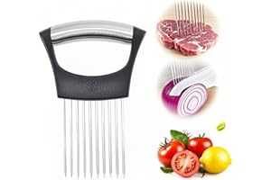CANCYCC Support à oignons en acier inoxydable avec dents - Coupe-oignons manuel - Attendrisseur de viande - Accessoire de cuisine - Coupe-légumes - Aide à la découpe de l'oignon, du citron, des pommes de
