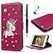 Price comparison product image iPhone 6S Case, iPhone 6 Cover Premium PU Leather Unicorn Pinted Shell Magnetic Clasp Wallet Flip TPU Shell Case Built-in Stand Card Slots Cash Pouch for iPhone 6/ 6S, Phone Case Red Rose