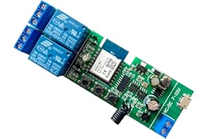 MHCOZY 2 Kanal WiFi RF Wireless Switch Relais, Phone App Fernbedienung für Zugangskontrolle, Smart Garagentor, kompatibel mit Alexa Goolge Home (Smart Life App WIFI Bluetooth Relais)