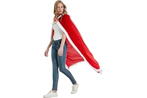 TEOGNEOT Weihnachten Santa Claus Umhang Kapuzenmantel Rot Samt für Weihnachten Kostüm Party 150cm