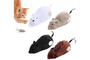 CRETVESTSAR 4PCS Wind Up Mouse Toy for Cats, Plush Clockwork Mouse with Twirling Tail, Interactive Prank Toy for Indoor Cats, Realistic Mouse for Party Favors, Kids Gifts and Cat Entertainment(style three)