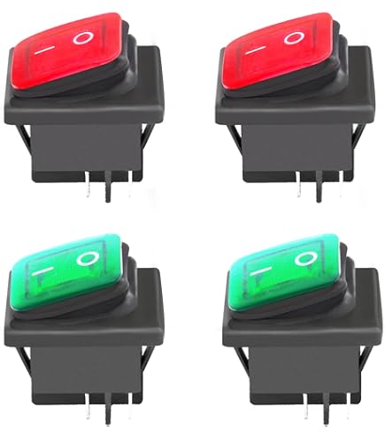 2 Stück Glühschalter Schiffstyp | 4-polig 2-Stufig Selbstsichernd | 250V 20A Mit Rotem Licht