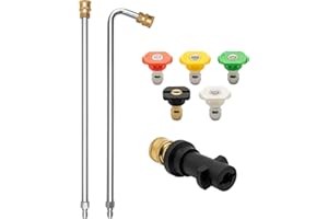 DERASL Varita de limpieza de barra de canalón para lavadoras a presión, varita de extensión de limpieza de canalón con 5 boquillas, acoplamiento Karcher, conexión rápida de 1/4 pulgadas, 28 pulgadas