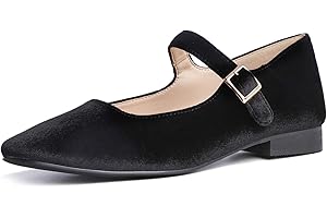 Feversole Women's Square Toe Mary Jane Fashion，Punta Quadrata Easy Buckle Tacco Basso Slip On Flats in Pelle vegana
