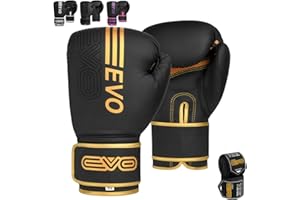 EVO Fitness Guantes Boxeo Hombre Mujer MMA Muay Thai Artes Marciales Kick Boxing Entrenamiento De Sparring Lucha Guantes De Boxeo Saco De Boxeo Guantillas Karate con Vendas