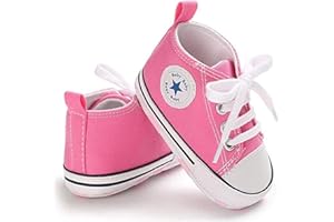 Frobukio Newborn Baby Boy Girl Canvas Sneakers Non-Slip Soft Sole First Walkers Infant
