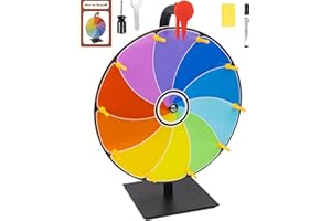CARBONMAN 12 Inch Heavy Duty Spinning Prize Wheel - 10 Slots Color Tabletop Roulette Spinner of Fortune, with Dry Erase Marker and Eraser for Trade Show, Carnival, Win Fortune Spin Games