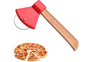 FANSEZQ Cortador de pizza en forma de hacha, cortador de pizza de mano, rodillo para pizza con rueda de corte de acero inoxidable, rodillo para pizza afilado, pizza fácil de cortar en trozos comestibles