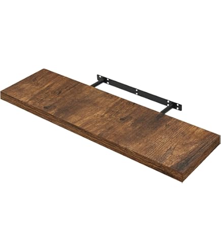WOLTU zwevend rek, wandplank, vrij zwevend, wandplank, boekenplank, houten plank voor boeken, foto's, decoratie, 40 x 23 x 3,8 cm, vintage bruin RG9372hov