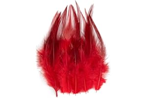 WANGRUIDA Lot de 200 plumes de coq Rouge de 12,7 à 17,8 cm pour travaux manuels plumes naturelles de faisan boucles d'oreilles pendentifs, attrape-rêves