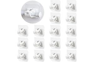 Leiptes 16 Pezzi Staffa Autoadesiva per Asta Tende Supporti Bianco Ganci per Tende Senza Bucare Supporto per Tende Portasciugamani Sospesi per Uso da Casa Bagno e Hotel