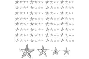 YUSHOW 200 Pcs Star Studs for Clothing, Iron Star Spike Studs Rivets for Fabric Punk Rock Clothing DIY Bracelet Leathercraft（5mm、10mm、15mm、20mm） (Silver)