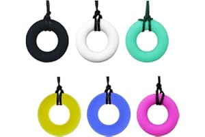 ULVBABI Lot de 6 colliers à mâcher en silicone pour adultes et petits bébés, en forme de donut, assistant moteur oral sensoriel pour autisme, TDAH, pendentifs de dentition doux