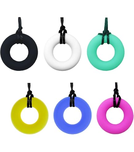 ARK® Collana da masticare in diversi spessori con guinzaglio regolabile e istruzioni ATC (lingua italiana non garantita) – Collana Sensory Block, masticare, dentizione, autismo Brick strutturato