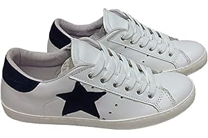 VIA CONDOTTI Scarpe Sneakers Basse Uomo Pelle Bianca Stella Nera Art Golf