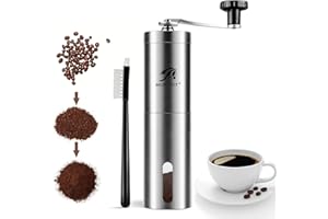 MLMLANT Manual Coffee Grinder, Hand Coffee Grinder, Turkish Coffee Grinder, Ceramic Burr Coffee Grinders, Stainless Steel, Small Machine Grinder, Perfect for Home, Office, and Travelling