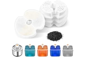 Dunkwckore 4 Pieces Filtre Fontaine Eau Chat, Cat Filtres de Rechange de Fontaine d'animal Familier pour Fontaine de Chat 2L & 2.5L avec Charbon Actif & Résine Contriple Filtration