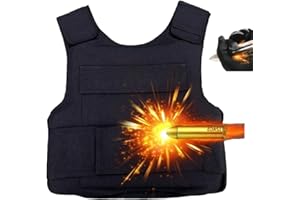 Armor QTrees Chaleco de seguridad táctico militar de 32 capas a prueba de explosiones a prueba de explosiones para hombres y mujeres (2,8 kg, negro, talla única), Negro, Taille unique