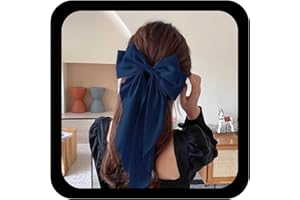 Allereya Vintage Grande Seta Fiocco Capelli Clip Barrette Fiocco Seta Francese Testa Clip Nastro Blu Fiocco Capelli Barrette Capelli Seta Fiocco Accessori per Capelli per Le Donne E Le Ragazze (Blu)
