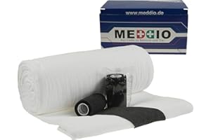 MADDMA Mullwatterolle 40x500cm + 12 Haftbandagen 10cm schwarz selbsthaftende Bandagen