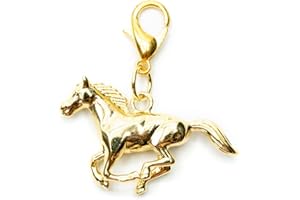 Miniblings Pendentif en forme de cheval - Fabriqué à la main - Bijou fantaisie - Plaqué or - Pour bracelet, 30mm, Métal