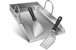 ‎COLCOSPIE Grillplatte Plancha Geschenke für Männer Frauen Weihnachtstag, mit 2 Grillspachtel Set, 4mm Dickem Edelstahl BBQ mit Abnehmbar Griffen, für Gasgrill und Holzkohlegrill 40 x 30 x 4 cm,