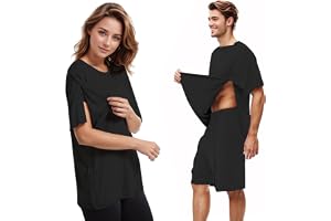 UniqKaliber Kemo-skjorta nach der Schulter, volllig Offen, seitlicher Druckknopf, anpassungsfähig, Unisex, Brustöffnung, Kemo-skjorta