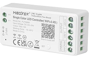 LIGHTEU®, Miboxer dimmer controller per strisce LED WiFi monocolore, controllo vocale remoto e controllo APP, nessun WiFi-box necessario, bluetooth 4.2, FUT036W