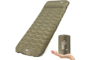‎NIKYPJ NIKYPJ Isomatte Selbstaufblasend【Benötigt Fußinflation】, 12cm Luftmatratze Camping, Aufblasbare Isomatte Ultraleicht Wasserfest mit Kissen für Wandern, Draussen, Camping, Reisen