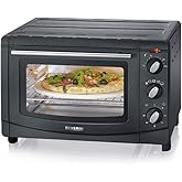 SEVERIN Back- und Toastofen mit Umluftfunktion, Mini Backofen mit Grillrost, Backblech, Drehspieß und Pizzastein, vielseitige