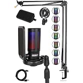 Midex V6 RGB Set USB Player and Streamer Microphone Condenser Studio (Registration Gaming Tiktok Twitch Live broadcast Discord Youtube)