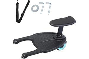 TRY-YEAN Buggy Board für Kinderwagen, Universal Kinderwagen Trittbrett Stehbrett mit 360° Zweirad, Tragfähigkeit 25KG, Abnehmbar Kinderwagensitz Kinderwagenzubehör für Kinder 2-6 Jahren (Blau)