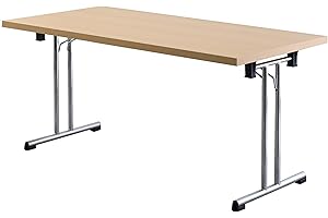 ‎BÜMÖ Bümö Klapptisch Buche 160 x 80 cm klappbar & stapelbar, klappbarer Schreibtisch, Klappschreibtisch, Tisch klappbar, Klappbarer Tisch, Klapptisch Holz-Platte, Gestell stabil aus Metall verchromt