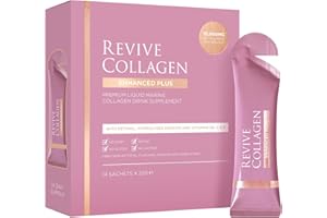Revive Collagen Enhanced Plus 10,000mg Hydrolysed Marine Collagen Drink with Added Vitamin A & C for Healthy Skin, Hair, Nails & Joints | Tropical Flavour | 14 x Sachets