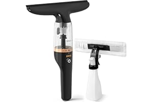 EAVE Nettoyeur de Vitres Aspirateur de fenêtre rechargeable - Kit de nettoyage électrique pour vitres - Réservoir d'eau de 60 ml Aspirateur de fenêtre sans Fil avec vaporisateur (noir)