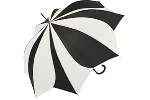Pierre Cardin - Grand parapluie canne pour femmes - Solide - Avec système automatique - Motif : tournesol, Noir et blanc., 105 cm